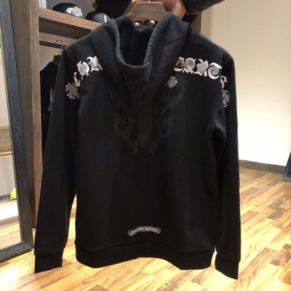 

luxury men's classic sweatshirts brand ch designer hoodie fashion men women horseshoe loose zipper jacket pullover hooded coat sweater, Black