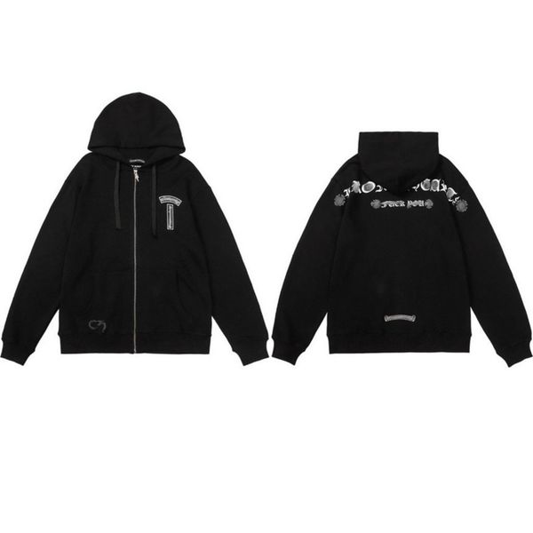 

men's classic luxury sweatshirts ch brand fashion hoodies men woman designer horseshoe cross pullover hooded zipper sweater loose jacke, Black
