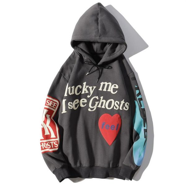 

mens clothing hoodies lucky me i see ghosts print hoodie sweatshirts mens women designer hoodies pullover autumn winter sweatshirts242g, Black