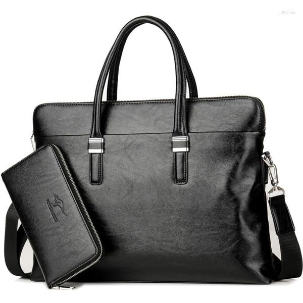 

briefcases men's business office briefcase leather handbag male computer lapshoulder bag large solid messenger tote