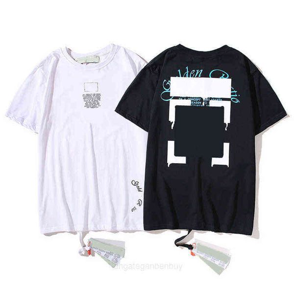 

2022 summer mens womens designers t shirts loose tees offs brands man's casual t-shirts luxury clothing back letter arrow x street hip, White;black