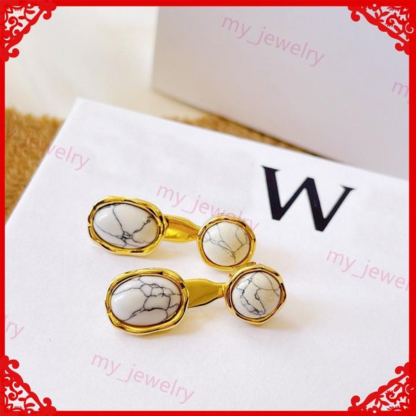 

womans two-tone turquoise earrings luxury designer pearl stud earrings womens luxury jewelry letter earing boucles two ways to dis230g, Golden;silver