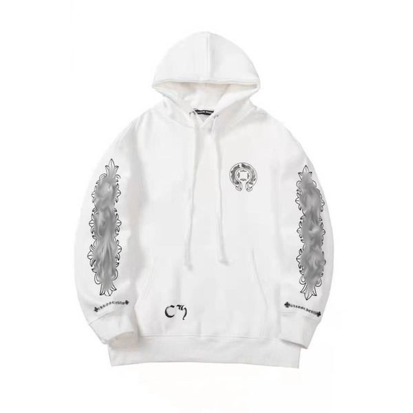 

luxury men's classic sweatshirts ch fashion hoodies men woman designer horseshoe sanskrit cross pullover hooded zipper sweater loose ja, Black