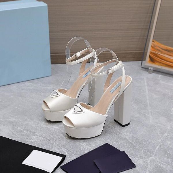

latest ladies sandals high heel thick heel ankle strap buckle formal casual banquet workwear size 35-42, Black