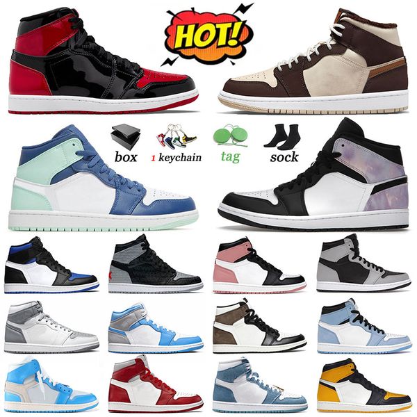 

comfortable 1 designer shoes us 12 jumpman university blue high og yellow toe women stage haze men trainers 1s stealth zen master patent jor, Black