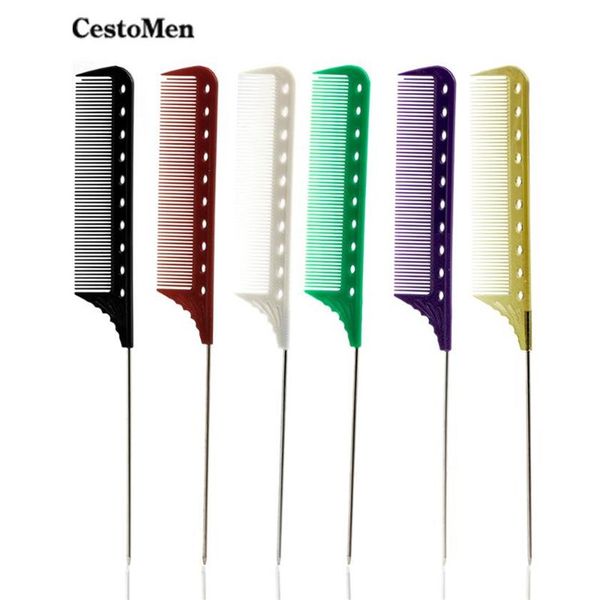 

cestomen professional ys stainless steel hair tail comb hair styling metal comb makeup hairdressing tail for hairdressing1897, Silver