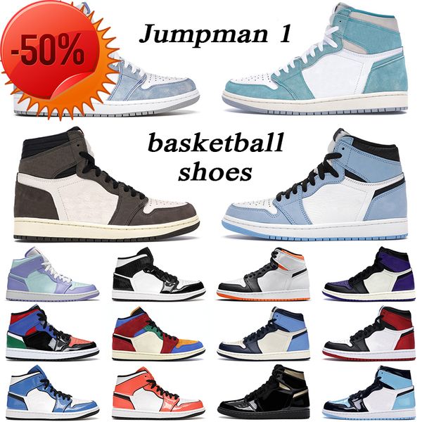 

boots 2022 jumpman 1 retro basketball shoes men women 1s university blue hyper royal dark mocha mens trainer sports sneakers, Black
