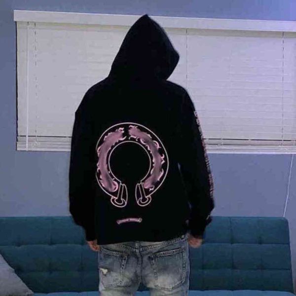 

men's luxury fashion sweatshirts classic brand ch zipper hoodies women men loose pullover hooded designer horseshoe hoodie sweater jack, Black