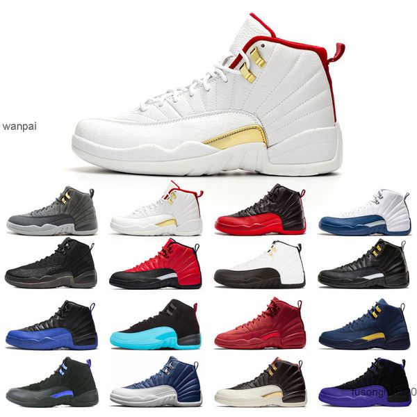 

2022 12s 12 original basketball shoes for man black purple bulls grey fiba flu game french blue gym red indigo michigan o-black reverse taxi