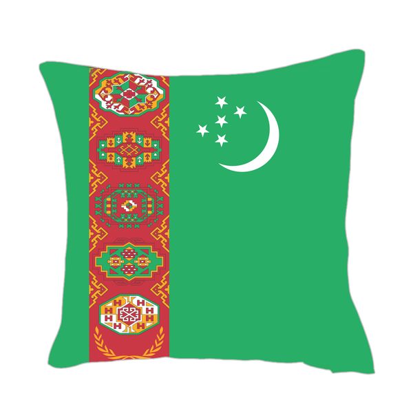 

turkmenistan flag throwpillow cover factory supply good price polyester satin pillow cover