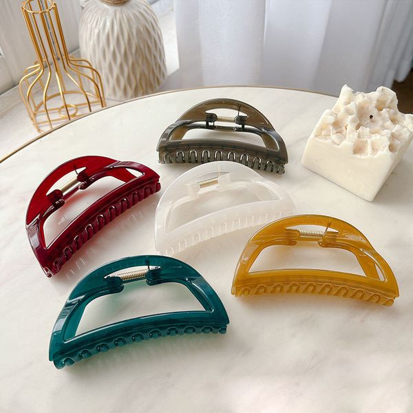 

women hollow out semicircle hair clamps clip bright face plastic large hair clips claw european lady wash ponytail headdress hairpins length, Slivery;golden