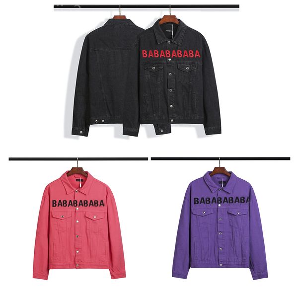 

mens denim jacket designer jackets short coat winter jackets embroidered lettering washed distressed fashion classic keep warm coats, Black;brown