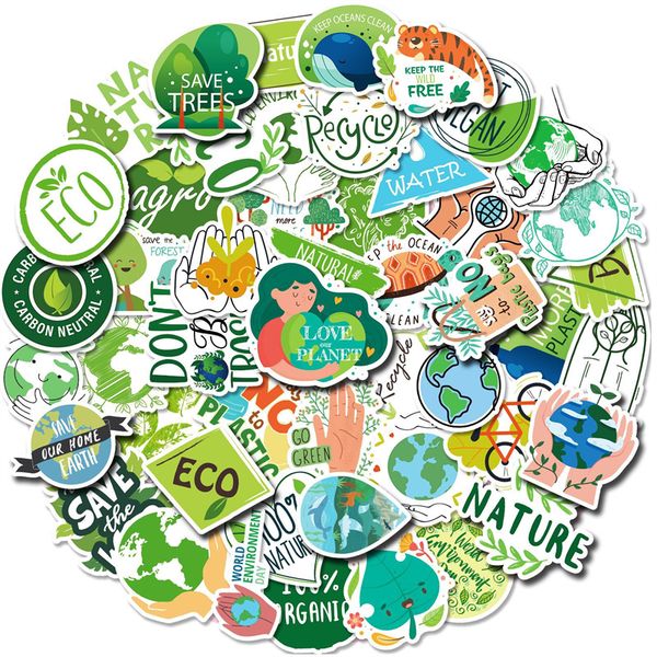 

50pcs eco environmental protection sticker green logo for diy lapskateboard motorcycle decals