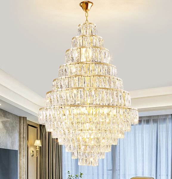 

villa hollow duplex building pendant lamps crystal hall spiral staircase post-modern living room l lobby light luxury lamp chandelier