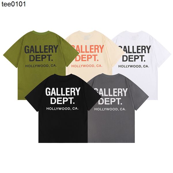 

summer fashion tee galery dept classic letter slogan printed men's and women's round neck short sleeve t-shirt, White;black