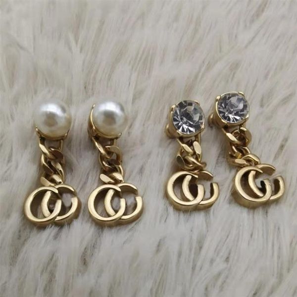 

fashion pearl diamond dangle & chandelie earrings aretes for women party wedding engagement lovers gift jewelry with box2239, Silver