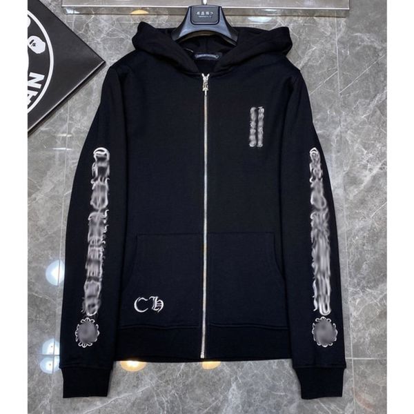 

luxury men's fashion sweatshirts classic brand ch zipper hoodies women men loose pullover hooded designer horseshoe hoodie sweater jack, Black