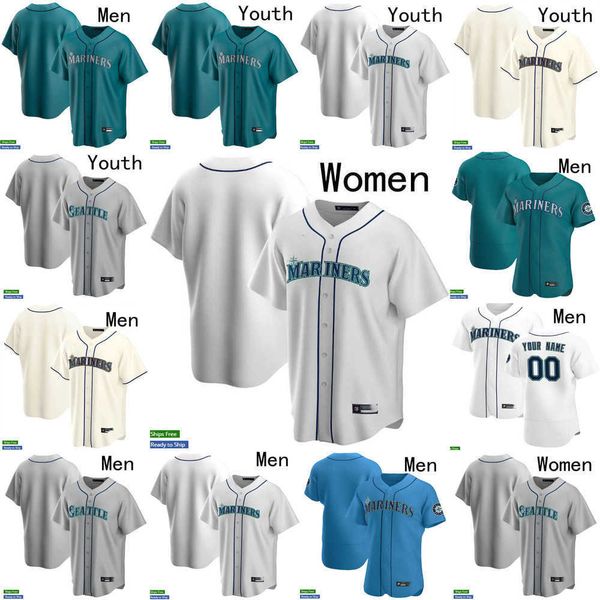 

baseball jerseys men women youth seattle 13 abraham toro 10 jarred kelenic 22 luis torrens 24 ken griffey jr. 11 edgar martinez 17 mitch han, Blue;black