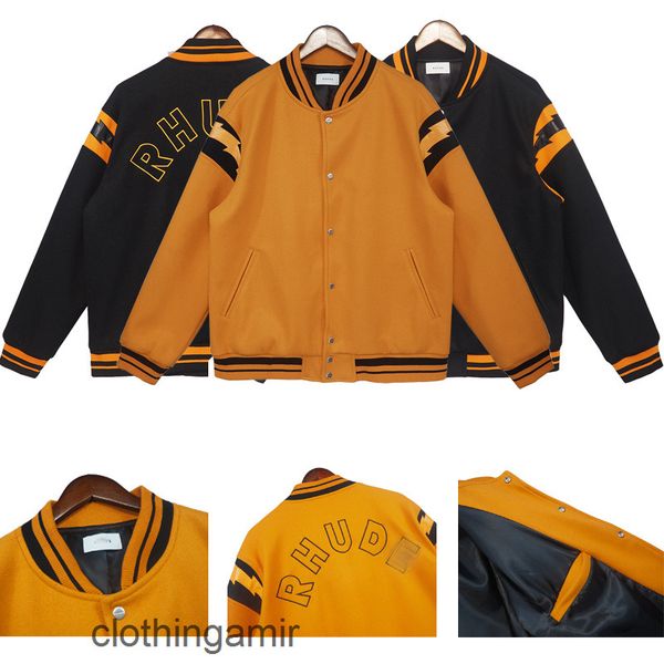 

leisure fashion jacket coat chaopai autumn and winter student pilot men women rhude embroidered baseball, Black