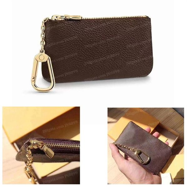 

5 colors purses key pouch damier leather holds fashion classical women keys holder coin purse small key wallets with box267w, Red;black