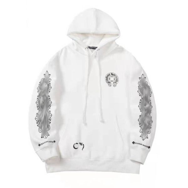 

classic luxury men's sweatshirts brand ch designer hoodie fashion men women horseshoe sanskrit loose zipper jacket pullover hooded coa, Black