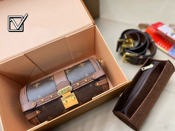 

22ss new luxury brand women's evening bag designer removable tote fashion cylindrical ladies banquet bag clutch 20cm classic design goo
