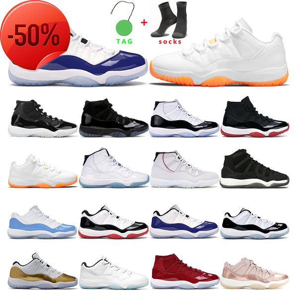

boots mens basketball shoes 11s jumpman 11 citrus legend blue low 25th anniversary bred concord space jam women sports sneakers trainer fash, Black