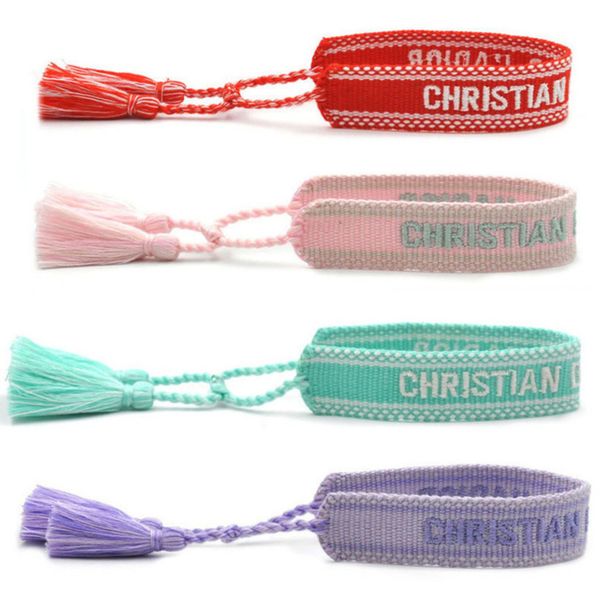 

brand luxury fashion bracelets chains women men embroidered handmade woven signature tassel bangle adjustable friendship bangles holiday bea, Golden;silver