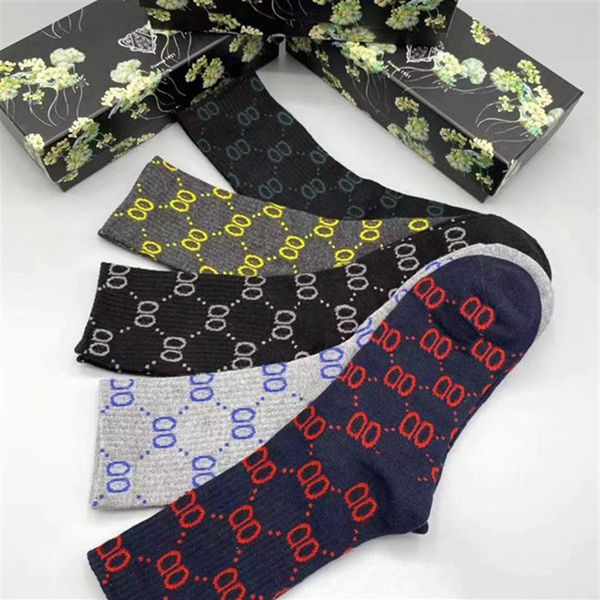 

designers mens womens socks five pair mesh letter printed embroidery cotton man basketball sock with box332y, Black