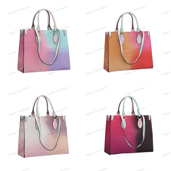 

brand onthego bag gradient pastel handbags women leather shoulder bags fashion designers messenger bag purse lady tote wallet