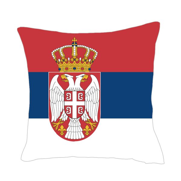 

serbia flag throwpillow cover factory supply good price polyester satin pillow cover