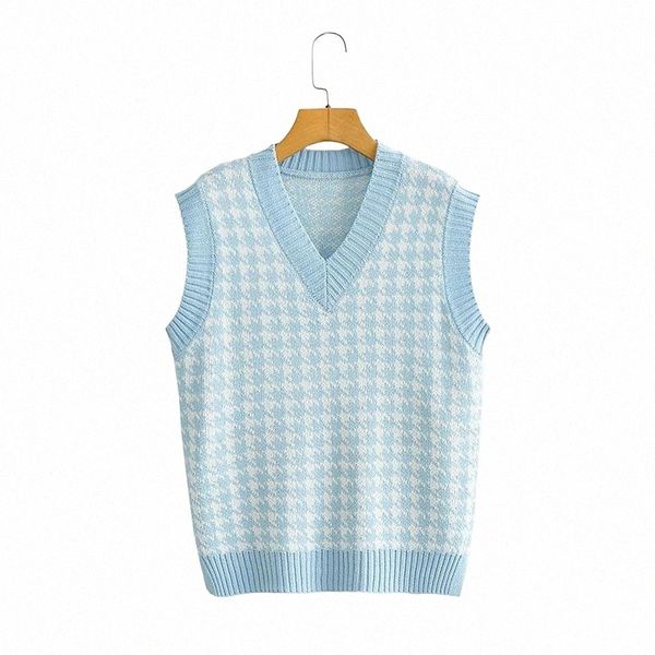 

women's tanks & camis women's tanks & camis nova mulher houndstooth solto colete de malha camisola com decote em v sem mangas gros, White