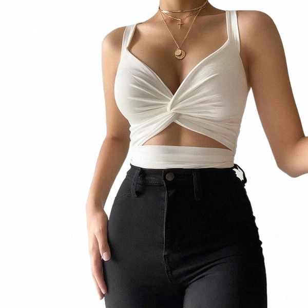 

women's tanks & camis women's tanks & camis qicius summer white crop women 2022 hollow out blanc fashion v neck party clubwear tan
