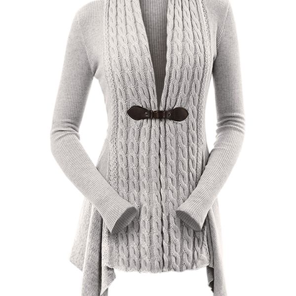 

women's knits tees cable knit asymmetrical long cardigan women sweater female casual solid vneck sleeve winter cardigans 220901, White