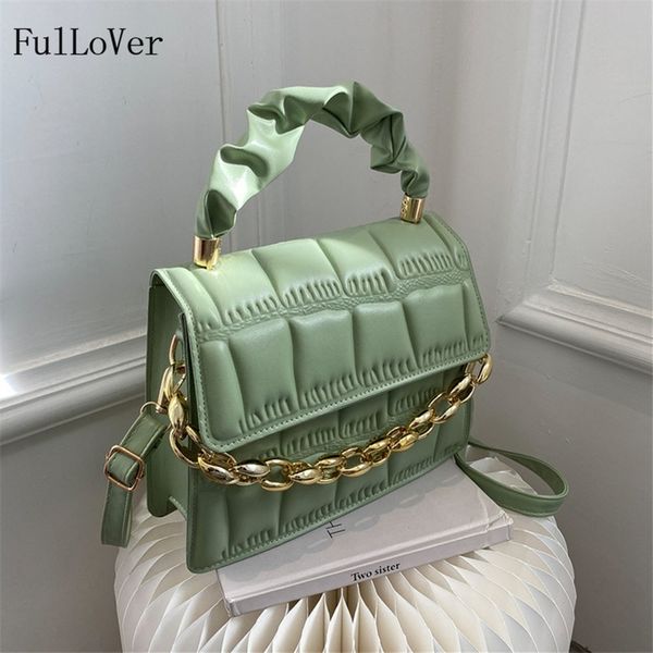 

evening bags square handbags for female fashion shoulder chain crossbody plaid horizontal pu leather 220901