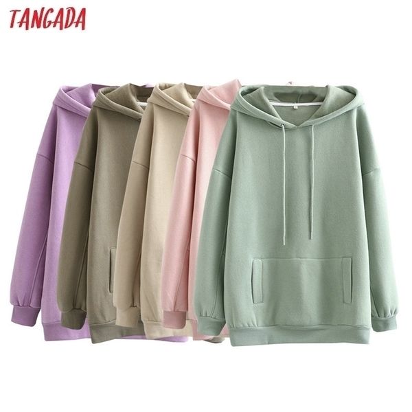 

womens hoodies sweatshirts tangada women fleece cotton hoodie sweatshirts oversize ladies pullovers pocket hooded jacket sd601 220901, Black