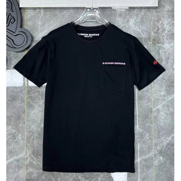 

men's brand luxury t shirts ch man t-shirt summer fashion women cross sanskrit tees letter designer tshirts boy loose round neck shirt, White;black