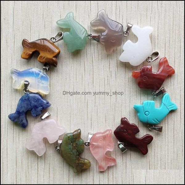 

charms carved dolphin shape assorted natural stone charms crystal pendants for necklace accessories jewelry making drop delivery 2021 dhuhk, Bronze;silver