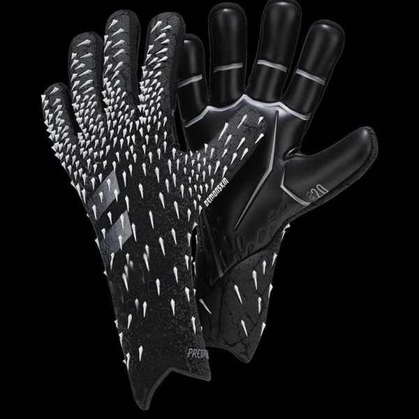 

2022 new design professional soccer goalkeeper gloves latex without finger protection children adults football goalie gloves2653, Black
