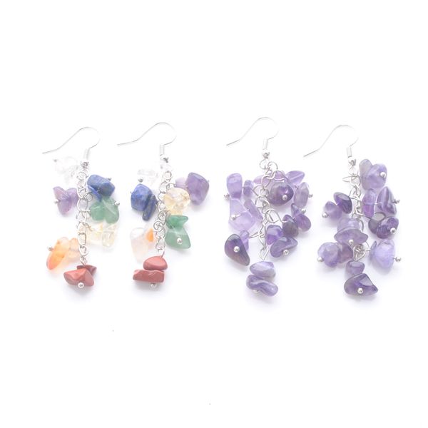 

natural gem stone chips dangle drop long earrings lapis lazuli chandelier silvers color metal irregular fashion women anniversary gift jewel, Silver