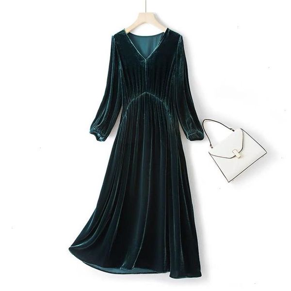 

vintage elegant velvet party dress autumn women temperament long, Black