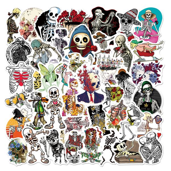 

50pcs scary personalized skull stickers pack for diy lapskateboard motorcycle decals