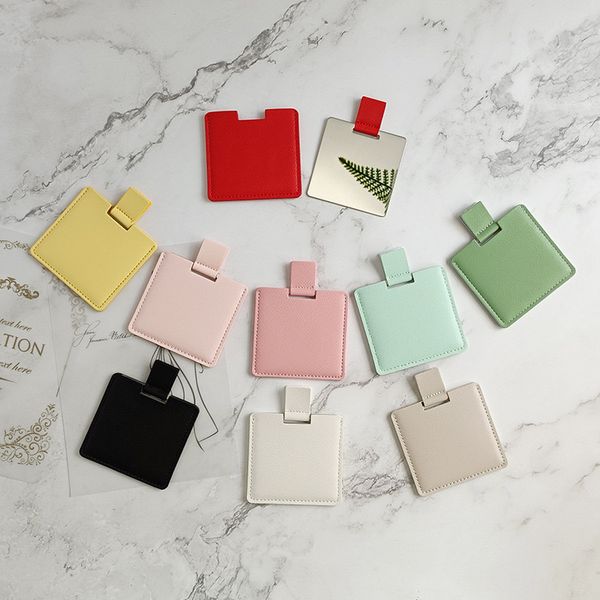

wholesale mini pocket compact mirrors stainless steel portable makeup mirror pu leather package