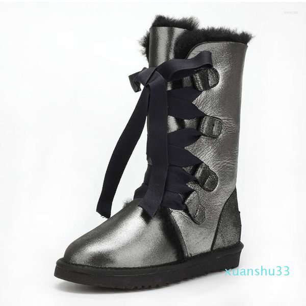 

ugglies boots boots snow sheepskin soles shoes warm winter natural fur wool rubber australia non-slip women soxh, Black