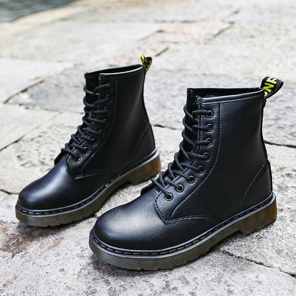 

martin boots autumn brown 2022 lightweight breathable super fiber fabric wear-resistant antiskid dirt resistant tie up lovers, Black