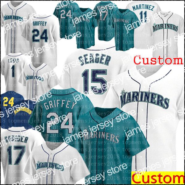 

baseball jerseys 15 kyle seager lewis jersey seattle 24 ken griffey jr. custom 17 mitch haniger baseball jerseys edgar martinez daniel vogel, Blue;black
