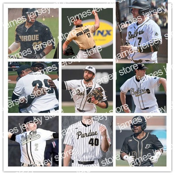 

college baseball wears ncaa custom purdue boilermakers stitched baseball jersey 5 evan albrecht 36 trent johnson 40 schapira 14 cory brooks, Black