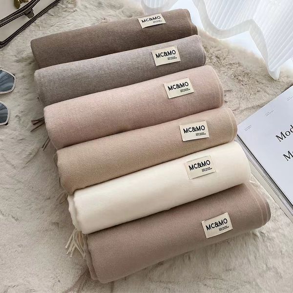 

stylish women cashmere scarf scarves soft touch warm wraps with tags autumn winter long shawls lengthening plain wraps 200cm fashion designe, Blue;gray