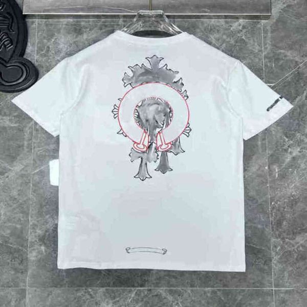 

summer luxury mens t shirts fashion ch brand man tees sanskrit letter t-shirt horseshoe flower cross short sleeve designer tshirts hip hop s, White;black