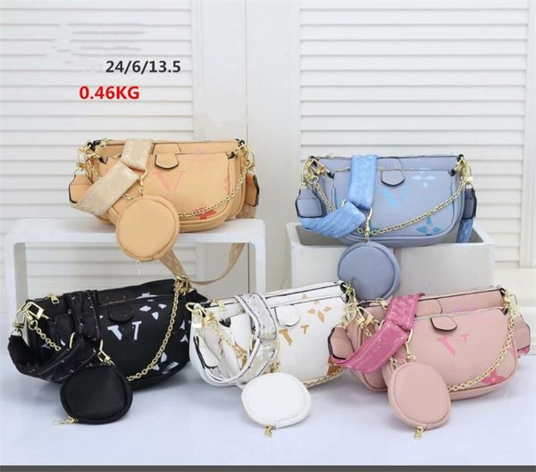 

fashion bags designer multi totes pochette handbags purses women 3pcs chain crossbody vintag shoulder bag luxurys leather multi-color sacoch